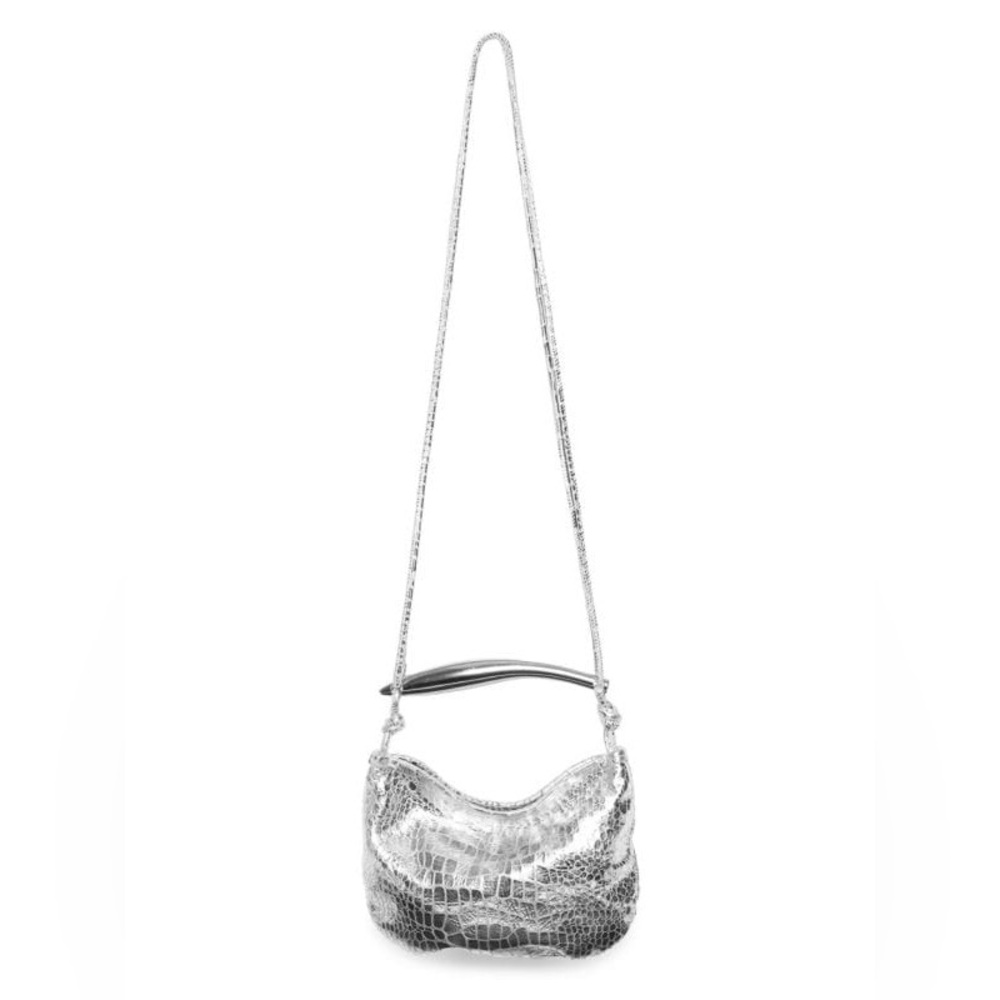 NWT Walter Baker Silver Mini Hazel Woven leather Top Handle Shoulder Bag